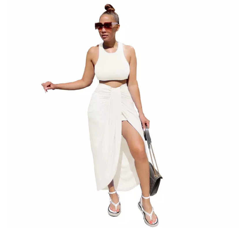 Two piece crop top and skirt