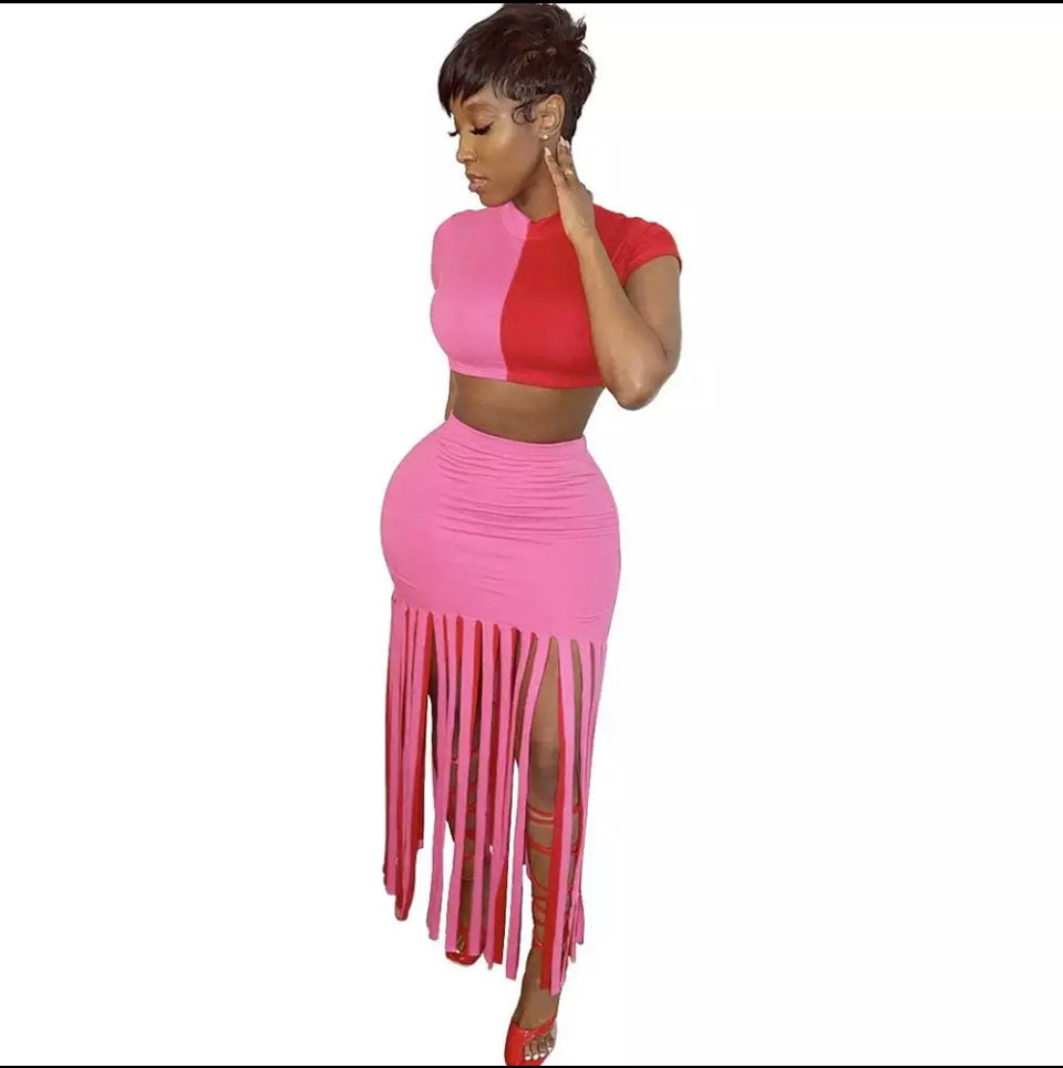 Crop Top tassel Skirt