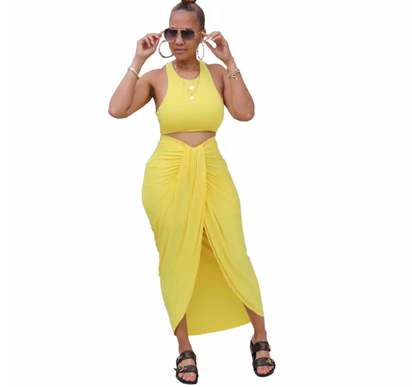 Two piece crop top and skirt